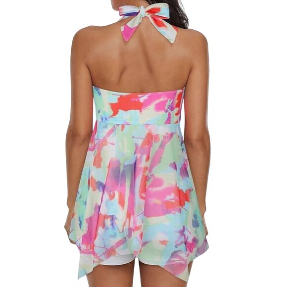 American Trends Colorful Tummy Control Slimming Swim Dress One Piece with Shorts - Picture 8 of 14